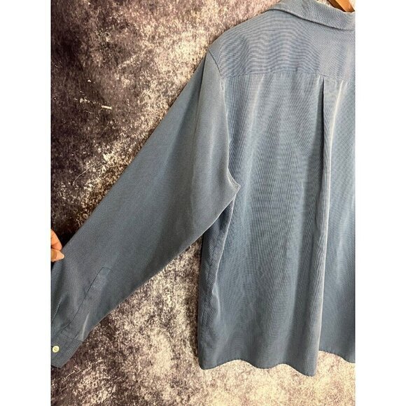 Vintage Guess Shirt Mens L Blue Micro Houndstooth Viscose Button Down Unique 90s - Picture 13 of 15